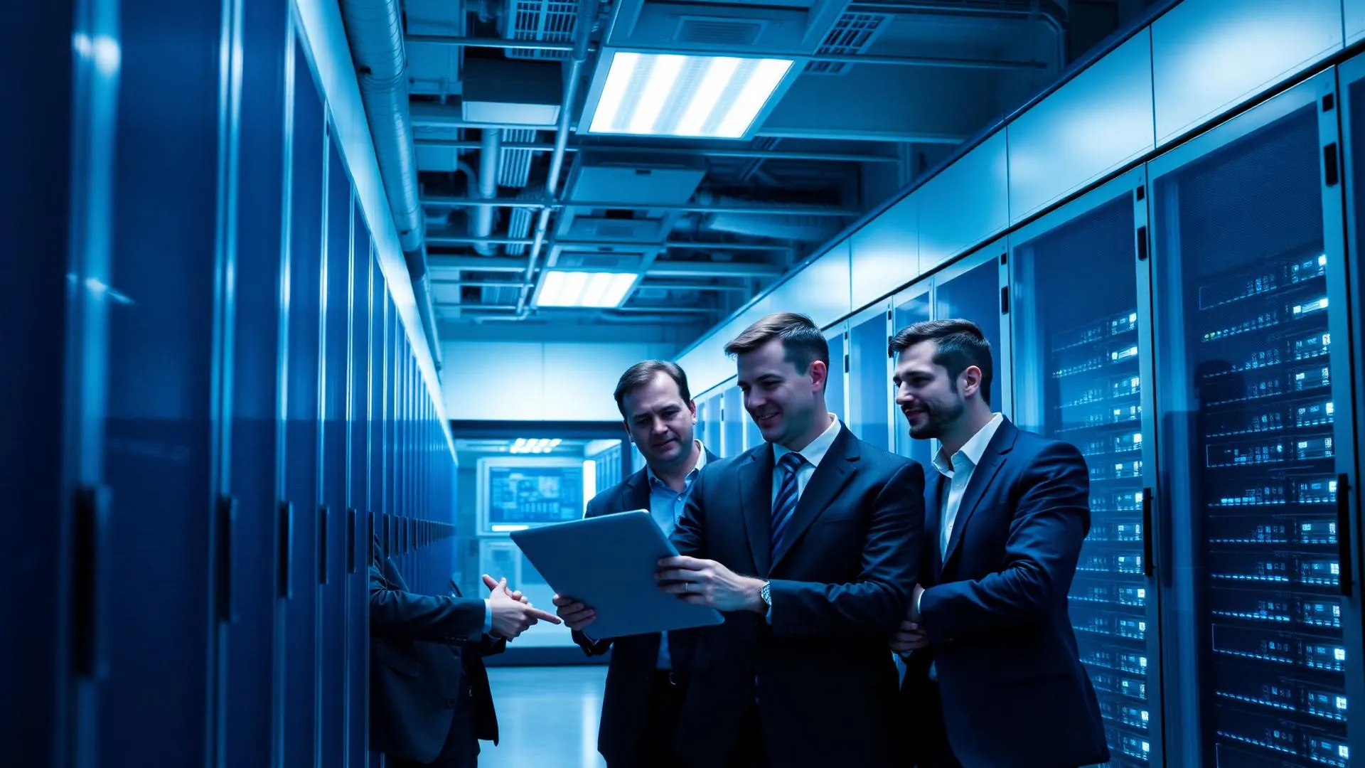 Executive team reviewing digital infrastructure